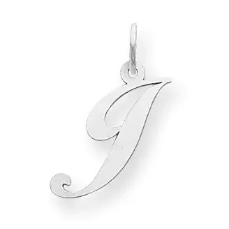 Small Fancy Script Initial J Charm 14k white Gold YC651J