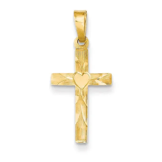Small Hollow Cross Charm 14k Gold XR256
