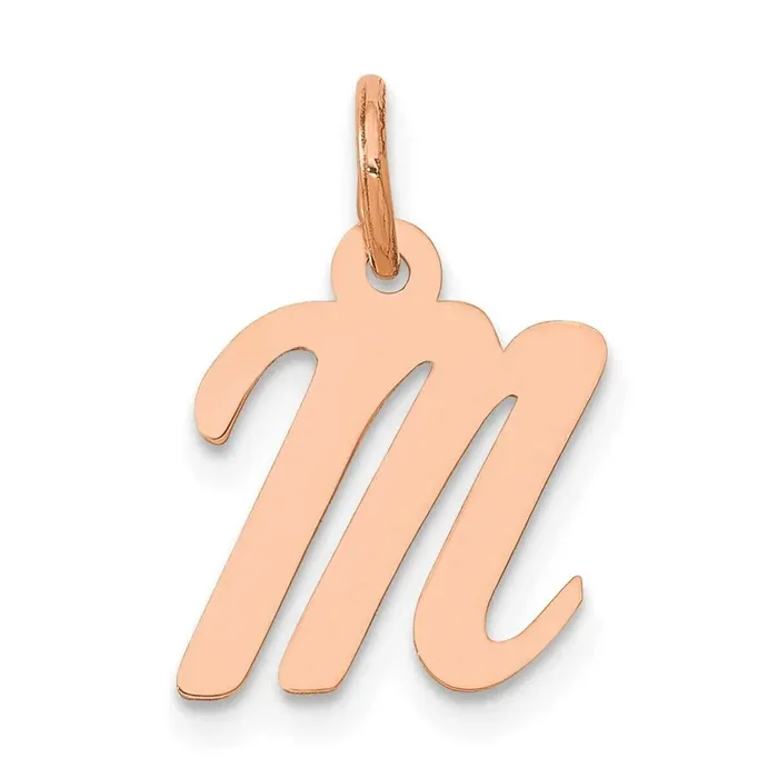 Small Script Letter M Initial Charm 14k Rose Gold YC658RM