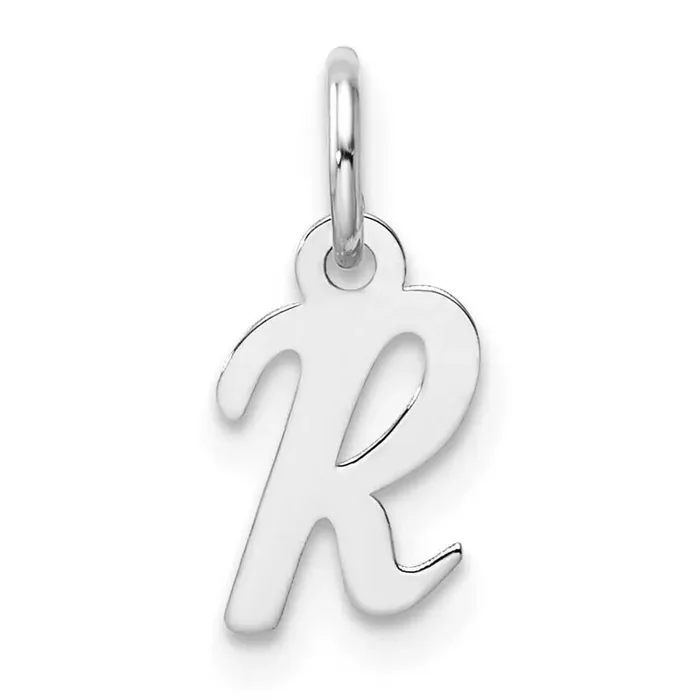 Small Script Letter R Initial Charm 14k White Gold YC1527R