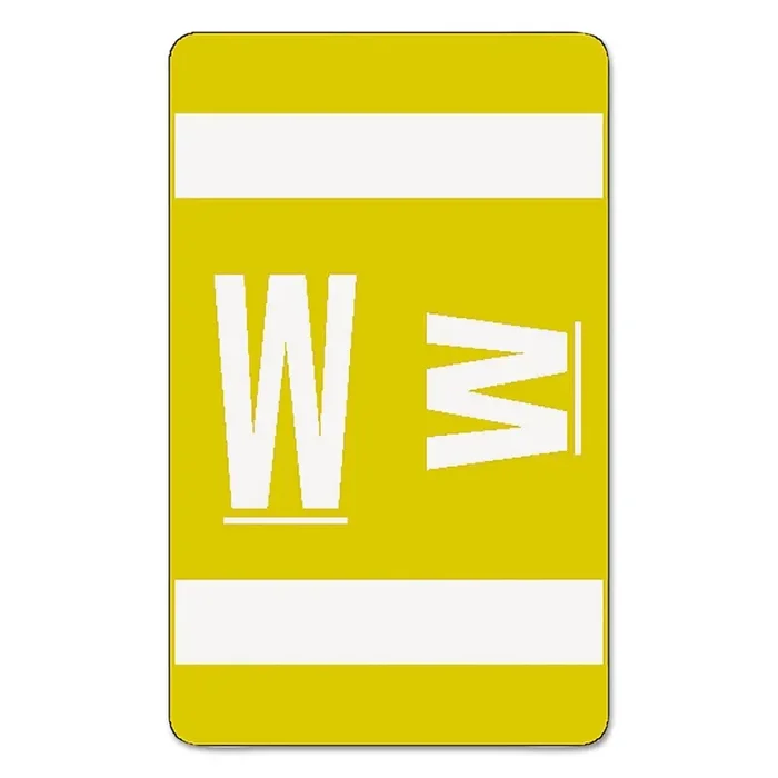 Smead Alphaz Color-Coded Second Letter Alphabetical Labels, W, 1 X 1.63, Yellow, 10/sheet, 10 Sheets/pack