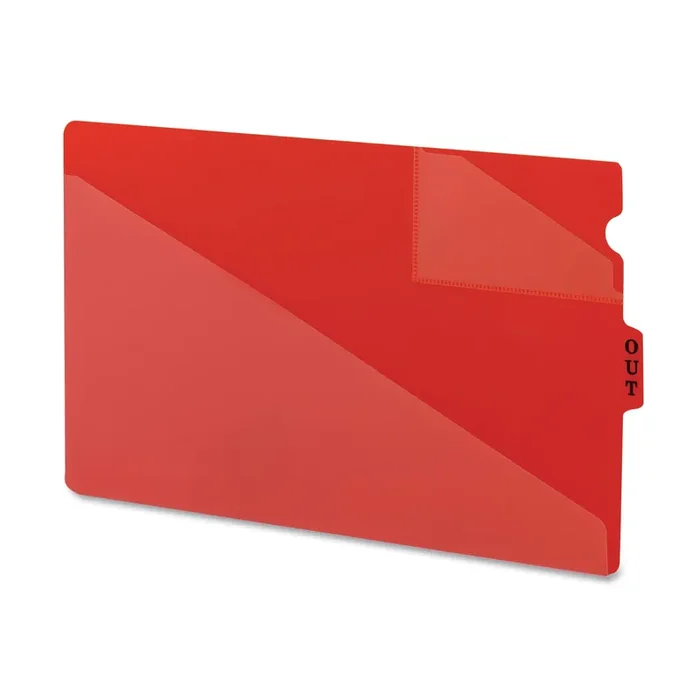 Smead End Tab Poly Out Guides, Two-Pocket Style, 1/3-Cut End Tab, Out, 8.5 X 14, Red, 50/box