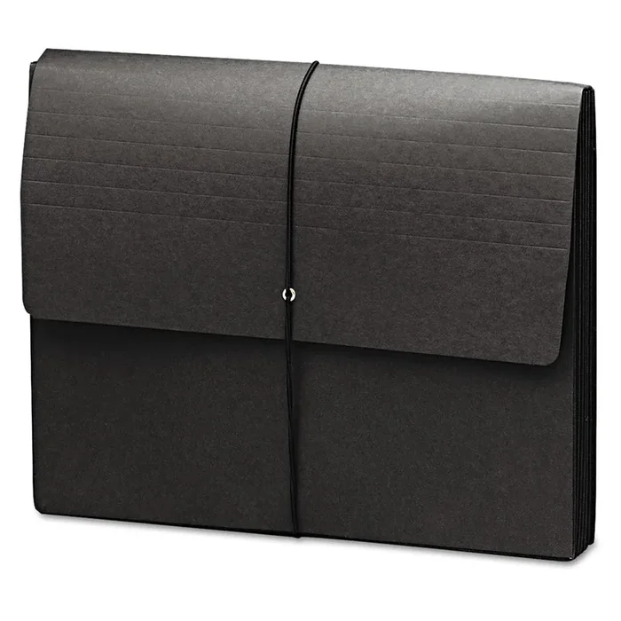 Smead Extra-Wide Expanding Wallets with Elastic Cord, 5.25″ Expansion, 1 Section, Elastic Cord Closure, Letter Size, Black, 10/Box