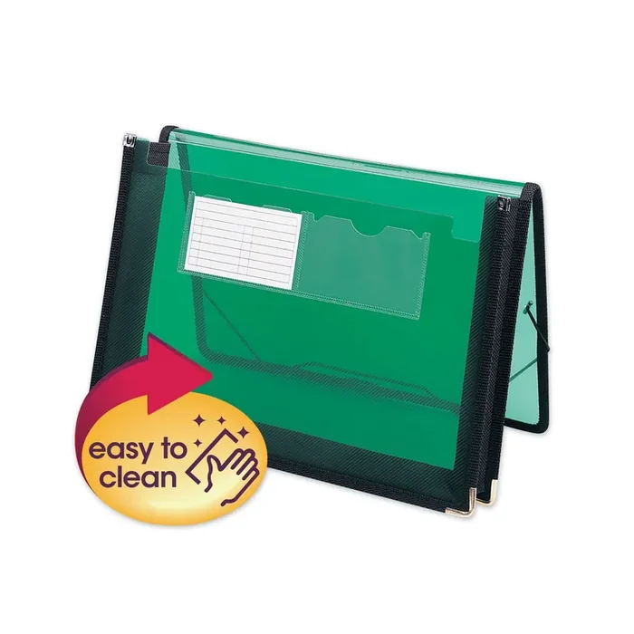 Smead Poly Wallets, 2.25″ Expansion, 1 Section, Elastic Cord Closure, Letter Size, Translucent Green