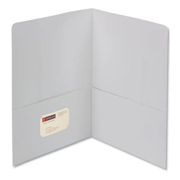 Smead Two-Pocket Folder, Textured Paper, 100-Sheet Capacity, 11 X 8.5, White, 25/box