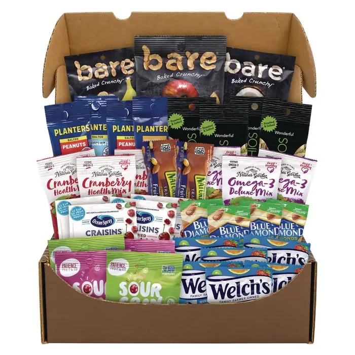 Snack Box Pros Fruits and Nuts Snack Box, 37 Assorted Snacks/Box