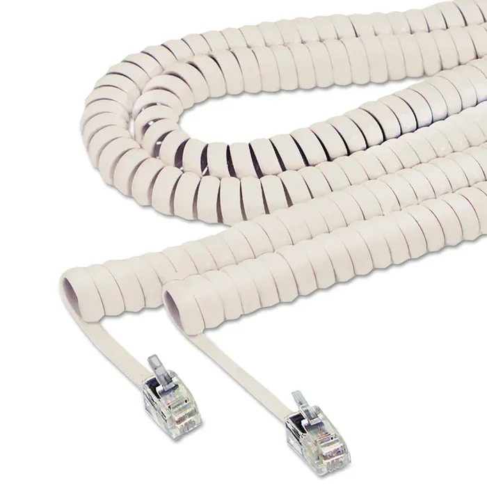 Softalk® Coiled Phone Cord, Plug/Plug, 25 ft, Beige