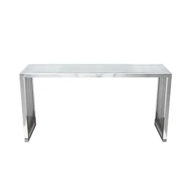 SOHO Rectangular Stainless Steel Console Table w/ Clear, Tempered Glass Top / SOHOCSST
