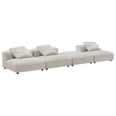 Solace 4-Piece Modular Corduroy Upholstered Sectional Sofa / EEI-7026