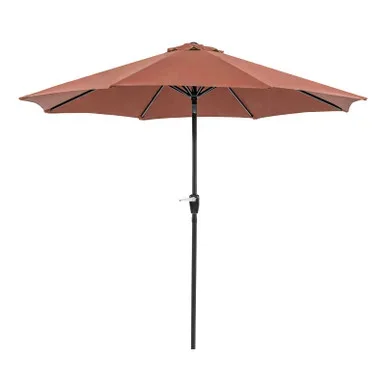 SOLI 9′ Outdoor Umbrella, Red + Base / LA-A009RD+BASE