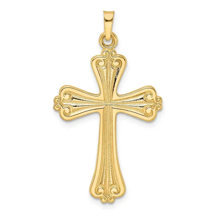 Solid Fancy Cross Pendant 14k Gold Polished XR1956