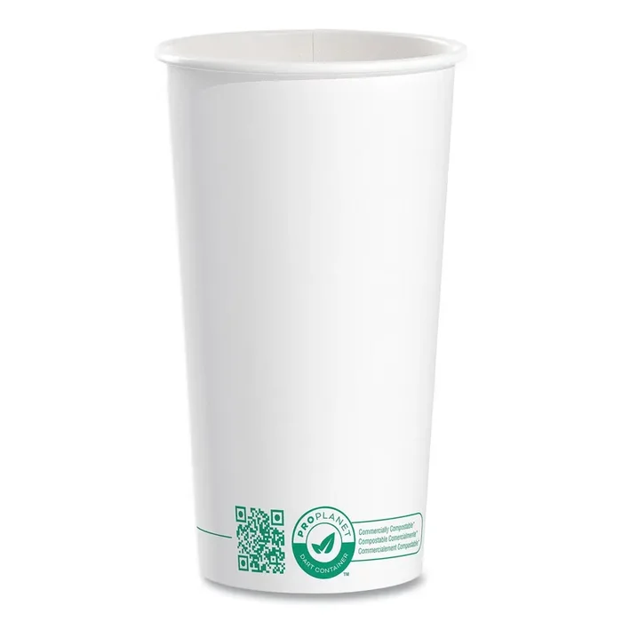 SOLO® Compostable Paper Hot Cups, 20 oz, White/Green, 600/Carton