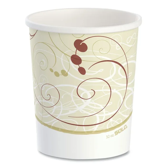 SOLO® Flexstyle Double Poly Paper Containers, 32 oz, Symphony Design, Paper, 25/Pack, 20 Packs/Carton