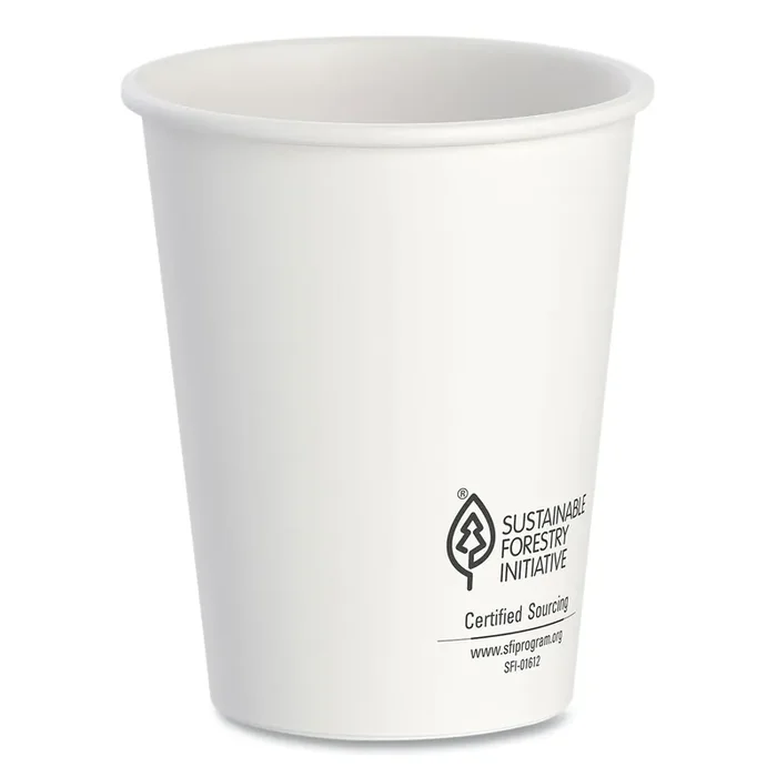 SOLO® Thermoguard Insulated Paper Hot Cups, 8 oz, White Sustainable Forest Design, 1,000/Carton