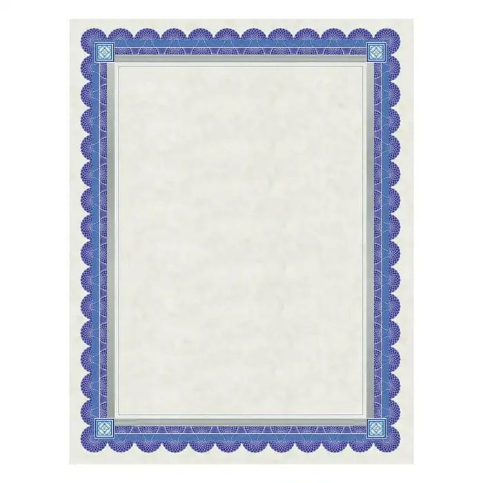 Southworth® Parchment Certificates, Academic, 8.5 X 11, Ivory With Blue/silver Foil Border, 15/pack