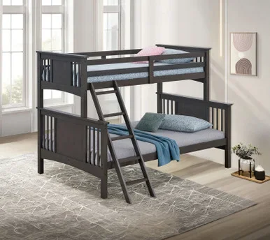 SPRING CREEK Twin/Full Bunk Bed, Stain Gray / FM-BK602F-GY-BED