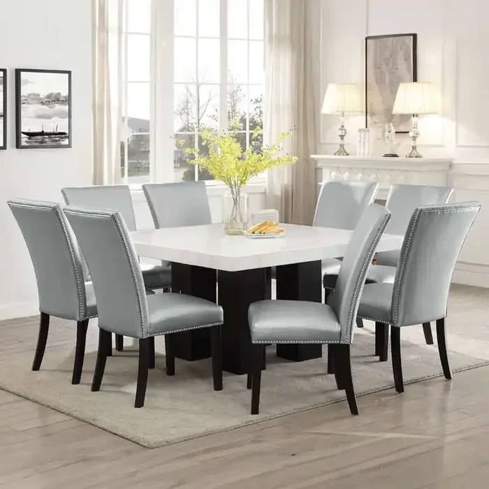 Steve Silver – Camila 9PC Square Dining Set Silver Chair – CM540T420BSSN9PC
