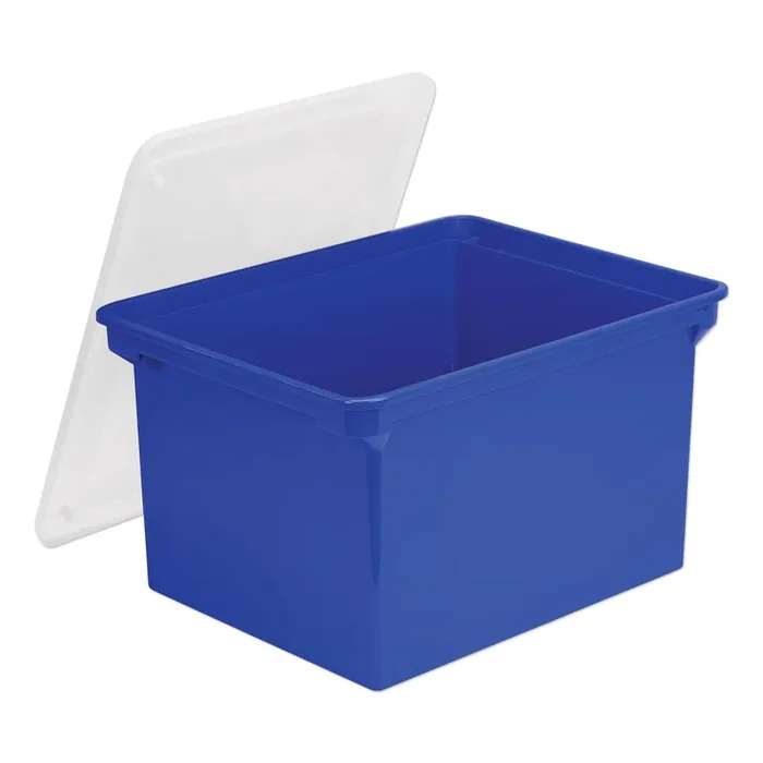 Storex Plastic File Tote, Letter/legal Files, 18.5″ X 14.25″ X 10.88″, Blue/clear