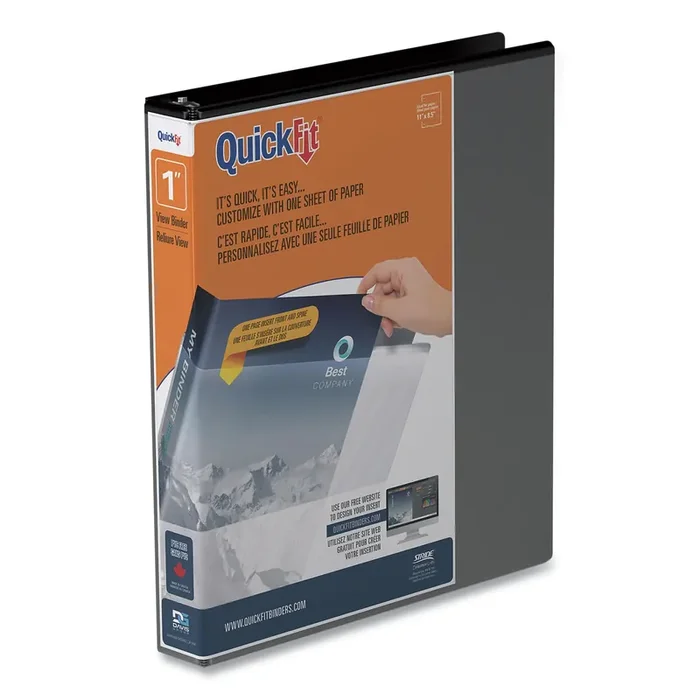 Stride Quickfit D-Ring View Binder, 3 Rings, 1″ Capacity, 11 X 8.5, Black