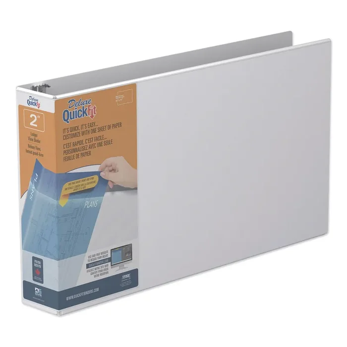 Stride Quickfit Ledger D-Ring View Binder, 3 Rings, 2″ Capacity, 11 X 17, White
