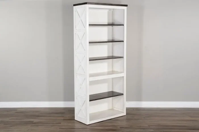 Sunny Designs – European Cottage Bookcase – Dark brown and White – 2822EC-BO