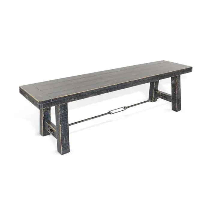Sunny Designs – Marina – 64in Black Sand Bench with Turnbuckle, Wood Seat – 1615BS