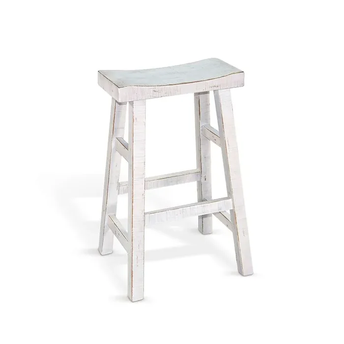 Sunny Designs – Marina – White Sand Bar Saddle Seat Stool, Wood Seat (Set of 2) – 1768WS-30