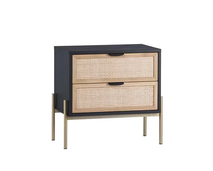 Sunpan – Artezia Avida Nightstand – Gold – Black/Natural – 107163