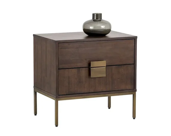 Sunpan – MIXT Jade Nightstand – Antique Brass – Dark Mango – 102922