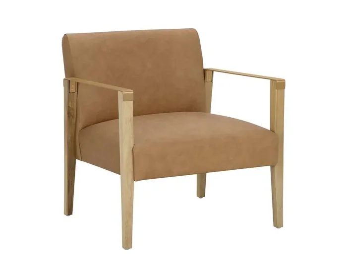 Sunpan – Westport Earl Lounge Chair – Rustic Oak – Ludlow Sesame Leather – 110602