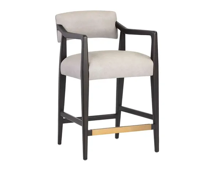 Sunpan – Westport Keagan Counter Stool – Saloon Light Grey Leather – 110559_CLOSEOUT