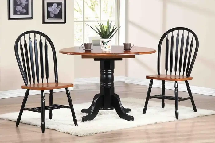 Sunset Trading – 3 Piece 42in Round Drop Leaf Dining Set with Arrowback Chairs – DLU-TPD4242-820-BCH3PC