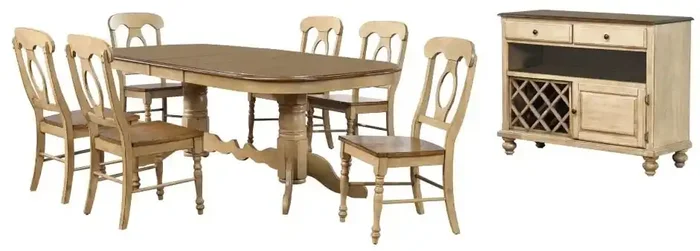 Sunset Trading – Brook 8 Piece Double Pedestal Extendable Dining Set With Server – DLU-BR4296-C50-SRPW8PC