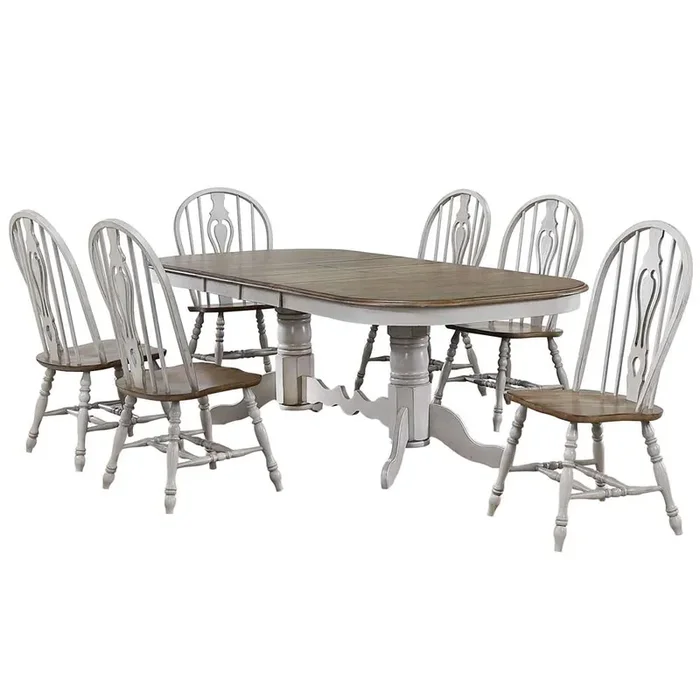 Sunset Trading – Country Grove 7 Piece 96in Oval Double Pedestal Extendable Dining Table Set – DLU-CG4296-124SGO7