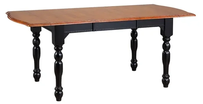 Sunset Trading – Drop Leaf Extension Dining Table in Antique Black with Cherry Finish Top – DLU-TDX3472-BCH