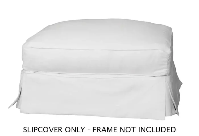 Sunset Trading – Horizon Slipcover for Rectangular Ottoman – Warm White – SU-117630SC-423080