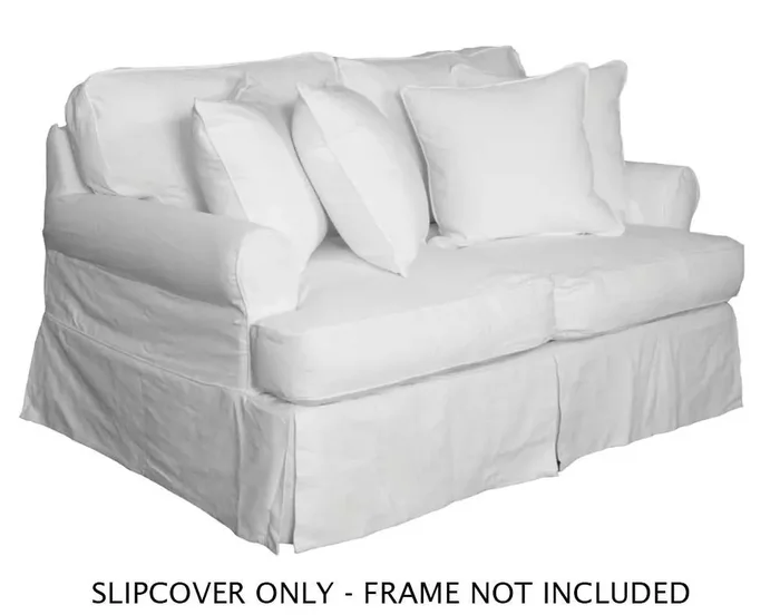 Sunset Trading – Horizon Slipcover for T-Cushion Loveseat – Warm White – SU-117610SC-423080