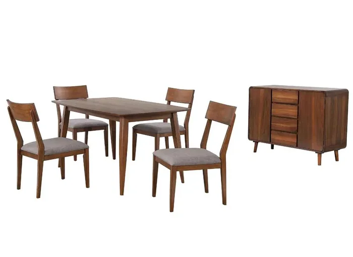 Sunset Trading – Mid Century 6 Piece 60in Rectangular Dining Table Set – DLU-MC3660-C45-SR6P
