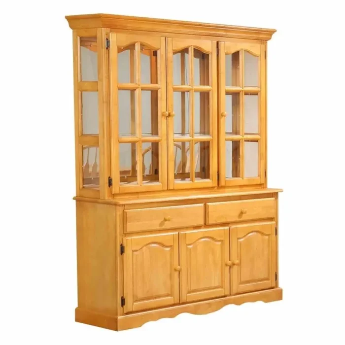 Sunset Trading – Oak Selections Treasure Buffet and Lighted Hutch – Light Oak – DLU-22-BH-LO