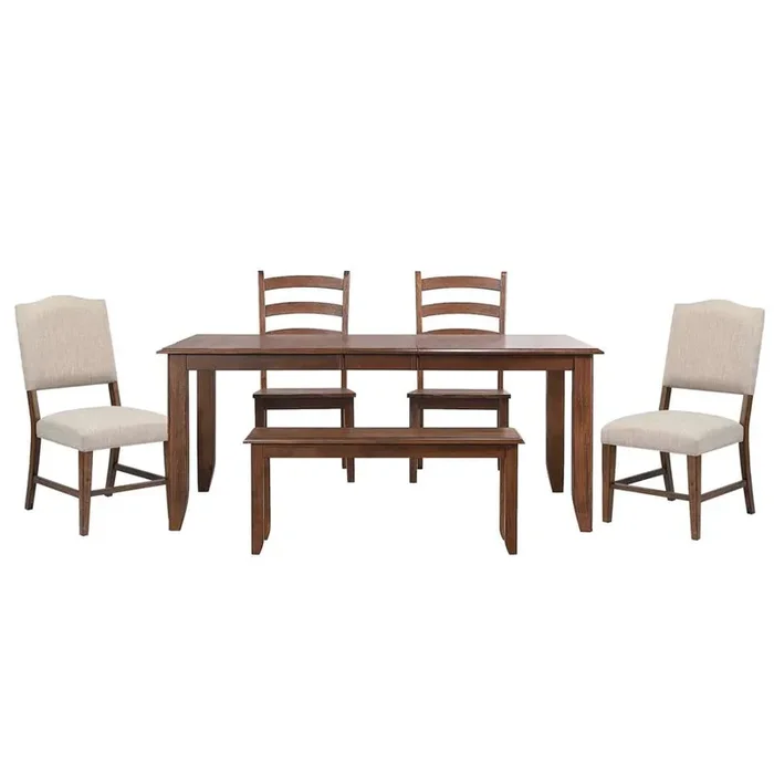 Sunset Trading – Simply Brook 6 Piece 72in Rectangular Extendable Table Dining Set with Bench – DLU-BR4272-C85-BNC80AM6P