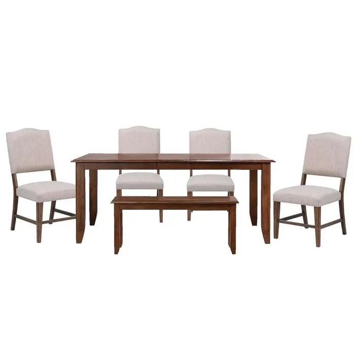 Sunset Trading – Simply Brook 6 Piece 72in Rectangular Extendable Table Dining Set with Bench – DLU-BR4272-C85-BNAM6P