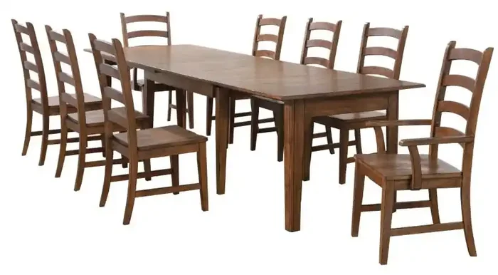 Sunset Trading – Simply Brook 9 Piece Rectangular Extendable Table Dining Set Amish Brown – DLU-BR134-AM9PC