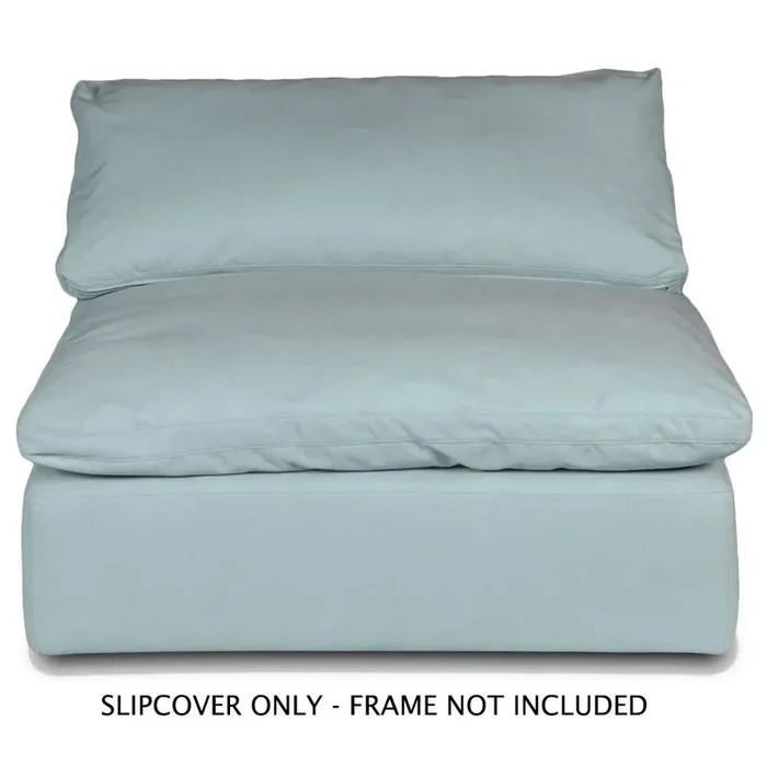 Sunset Trading Contemporary Puff Collection Slipcover Only for 44in Square Modular Couch Armless Chair Performance Fabric Washable Water-Resistant Stain-Proof Oversized Sofa Sectional Cover Ocean Blue – SU-145837SC-391043