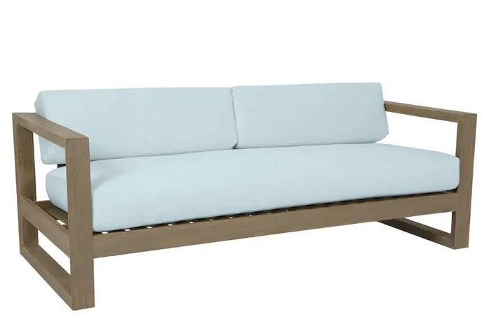 Sunset West – Coastal Teak Sofa in Canvas Skyline, No Welt – SW5501-23-14091