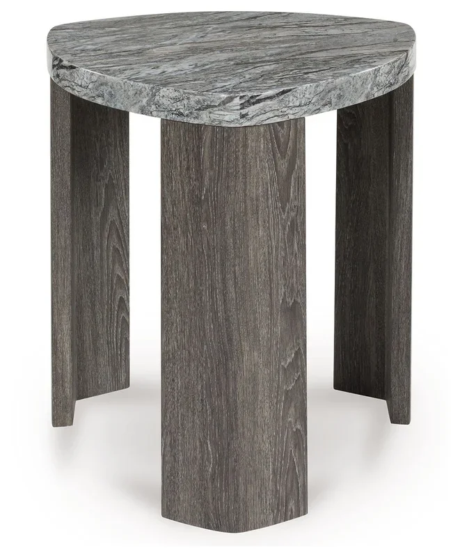 Surmour – Triangle End Table – Gray / Brown