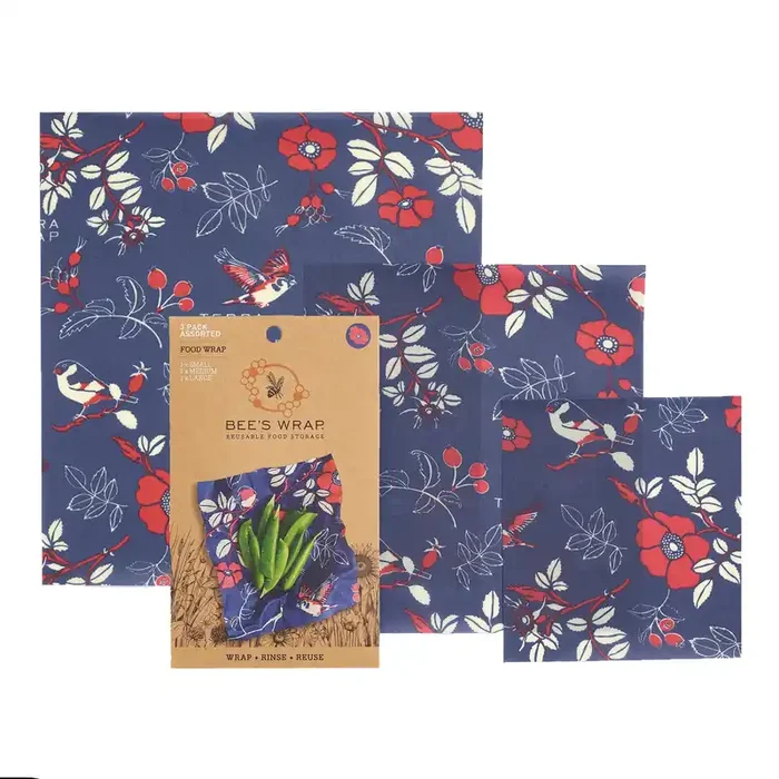 Sustainable Food Wrap – Assorted 3 pack – Botanical & Birds – Bee‘s Wrap