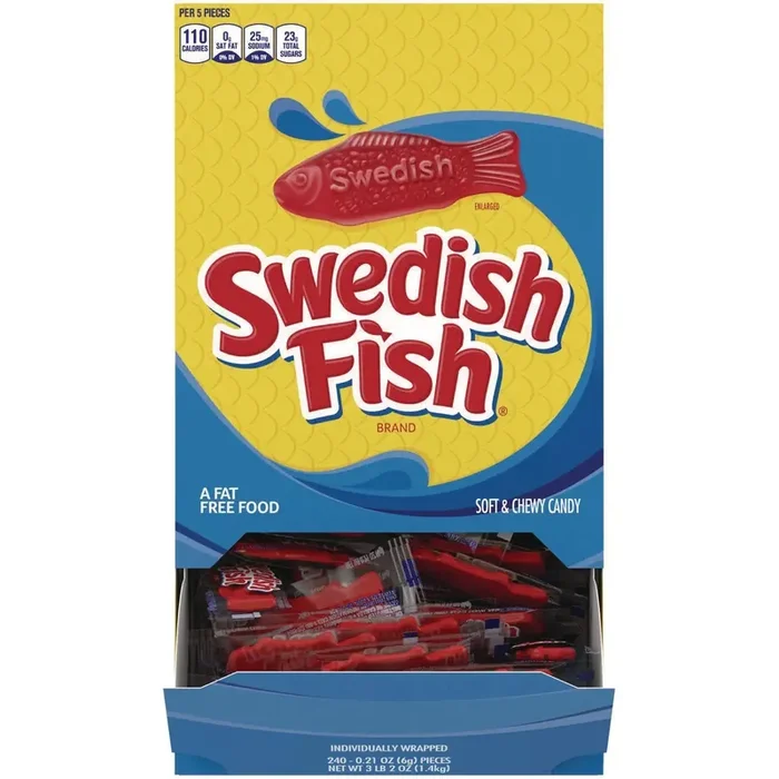 Swedish Fish® Grab-And-Go Candy Snacks In Reception Box, 240-Pieces/box