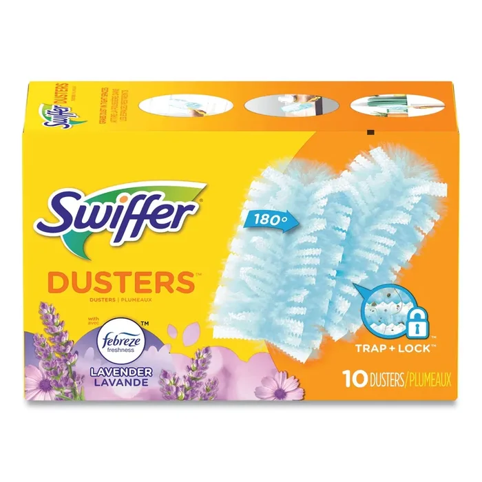 Swiffer® Refill Dusters, Dustlock Fiber, Light Blue, Lavender Vanilla Scent,10/box,4 Boxes/carton