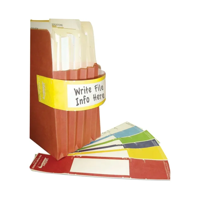Tabbies® File Pocket Handles, 9.63 X 2, Yellow/white, 4/sheet, 12 Sheets/pack