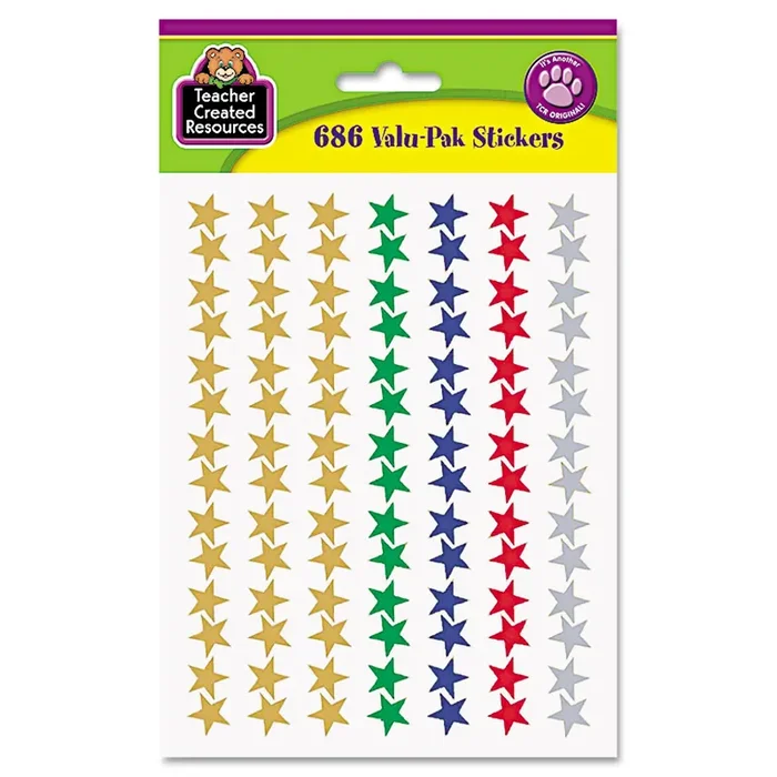 Teacher Created Resources Sticker Valu-Pak, Foil Stars, 686/pack